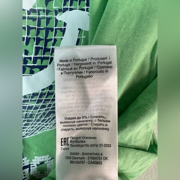 GANNI green disco ball graphic T-shirt unisex size S Brand New With Tag - Picture 6 of 11